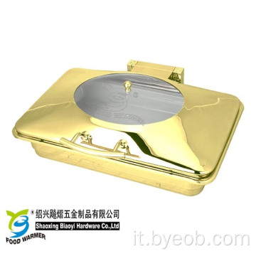 Chafing dish rettangolare con gambe a molla per buffet